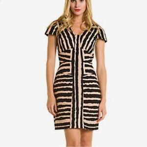 Anthropologie 4.Collective Zebra Print Labyrinth Sheath V-neck Dress